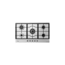 Gas Hob Midea MG9005TX, 5 Burners, 86 cm, Triple Crown WOK, Cast Iron Grates, Stainless Steel