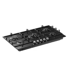 Gas Hob Midea MG9060TGB, 86 cm, 5 Burners, WOK, Glass, Black, 5 image