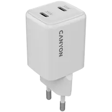 Wall Charger CANYON CU35CC CNS-CUW35CC, GaN 35W, 2x USB-C PD, EU, White