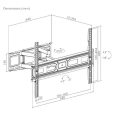 TV Wall Mount Viper LPA78-466, 37"-80", 40 kg, VESA 600x400, Full-motion, Black, 3 image