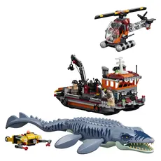 LEGO Constructor Jurassic World Mosasaurus Dinosaur Boat Attack 77983, 703 Pieces, 7+