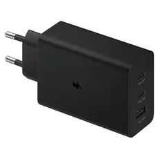 Mobile Charger Samsung 65W Power Adapter Trio EP-T6530NBEGEU, 2x USB-C, USB-A, Super Fast Charging 2.0, Black