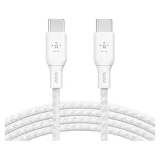 USB Cable Belkin BoostCharge USB-C to USB-C Braided Cable 100W 2M CAB014bt2MWH, White