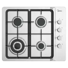 Gas Hob Midea MG613TX, Built-in, 4 Burners, WOK, 59 cm, Stainless Steel