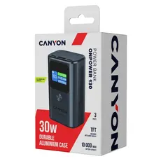 Power Bank CANYON OnPower 130 CNS-CPB130DG 10000mAh PD30W, TFT Display, 2x USB-C + USB-A, Dark Grey, 5 image