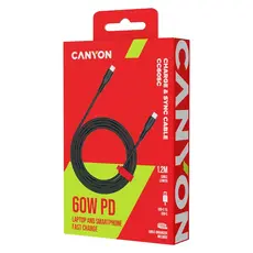 USB Cable CANYON CNS-CC60SC12B CC60SC USB-C to USB-C 60W 1.2m Black, 2 image