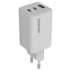 Wall Charger CANYON CU65ACC CNS-CUW65ACC, GaN 65W, 2x USB-C PD + 1x USB-A QC, EU, White