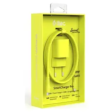 Charger Ttec 2SCG20LNS SmartCharger GaN 20W PD, USB-C + USB-C to Lightning cable, 120 cm, Neon Yellow, 6 image