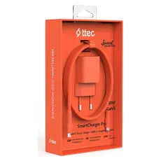 Charger Ttec 2SCG20LNT SmartCharger GaN 20W PD, USB-C + USB-C to Lightning cable, 120 cm, Neon Orange, 6 image