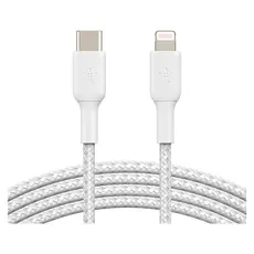 USB Cable Belkin BoostCharge USB-C to Lightning Braided Cable 1M CAA004bt1MWH White, 4 image