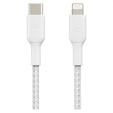 USB Cable Belkin BoostCharge USB-C to Lightning Braided Cable 1M CAA004bt1MWH White