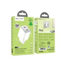Adapter Hoco N42 Elogiado dual-port PD45W (2C) charger white, 3 image
