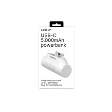 Portable Charger Celly USB-C Power Bank (5000mAh) White, 2 image