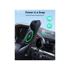 Aukey 15W HD-MC13 Qi2 Wireless Charging Phone Mount - Black, 5 image