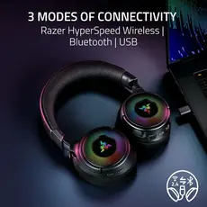 Razer Gaming Headset Kraken V4, USB-A/WL/BT, RGB, black, 5 image