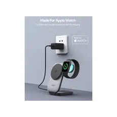 Aukey 3 in-1 15W LC-MC312 MagFusion Z Qi2 Foldable Wireless Charging Station - Gray, 4 image