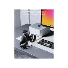 Aukey 3 in-1 15W LC-MC312 MagFusion Z Qi2 Foldable Wireless Charging Station - Gray, 2 image