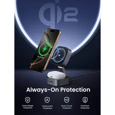 Wireless Charger UGREEN W702 (35316) MagFlow Qi2, 25W, Magnetic Foldable Charging Station, Dark Gray, 6 image