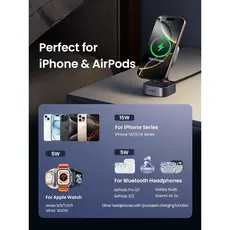 Wireless Charger UGREEN W702 (35316) MagFlow Qi2, 25W, Magnetic Foldable Charging Station, Dark Gray, 7 image
