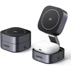 Wireless Charger UGREEN W702 (35316) MagFlow Qi2, 25W, Magnetic Foldable Charging Station, Dark Gray