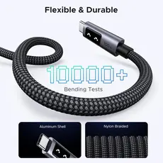 USB Cable UGREEN Uno L509 (45612), 100W, Type-C to Type-C, 0.5M, Black/Grey, 7 image