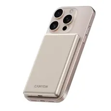 Portable charger CANYON power bank OnPower 505 slim Magnetic 5000 Beige (CNS-CPB505BE), 2 image