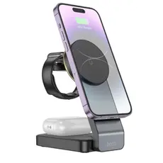Hoco CQ3 Motorcycle folding 3-in-1 magnetic wireless fast charger, 2 image