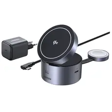 UGREEN W712 (65148) Magflow Qi2.2, 15W, 3in1 Wireless Charger, Grey, 3 image