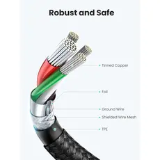 USB Cable UGREEN US261 (50149), 60W, Type-C To Type-C, 0.5m, Grey, 2 image