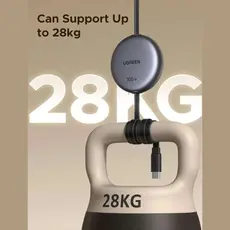 USB Cable UGREEN L531 (65905), 100W, Type-C to Type-C PD Fast Charging Retractable Cable, 1m, Grey/Black, 3 image