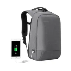 Kingsons Anti Theft Commuter Backpack With USB Charger 17.1" Grey - KS3149W-D, 2 image