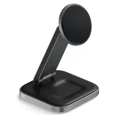 SATECHI 2-in-1 Foldable Qi2 Wireless Charging Stand (Space Gray)