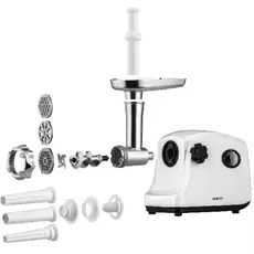 meat grinder ARDESTO, 1600W, 1.6kg/min, 3 cutting plates, sausages nozzle, plastic, white, 5 image