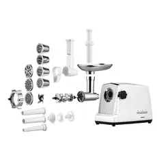 Meat grinder ARDESTO, 1750W, 2kg/min, 3 cutting plates, sausage nozzle, 4 vegetable slicers, plastic, white-silver, 4 image
