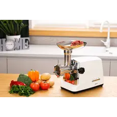 Meat grinder ARDESTO, 1750W, 2kg/min, 3 cutting plates, sausage nozzle, 4 vegetable slicers, plastic, white-silver, 7 image