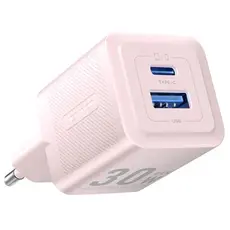 Adapter Vention FEQP0-EU 2-Port USB (C+A) GaN Charger (30W/30W) EU-Plug Pink