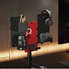 Gaming Shelf Vertex VX-GPB-02R VX-3PB-03B 3-Piece Desk Mounted Rotating Pegboard Black/Red, 8 image