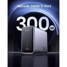 Mobile charger UGREEN CD333 (90903B) Nexode, 300W, Type-C, USB, 5-Port PD GaN Fast Charger, Grey, 2 image