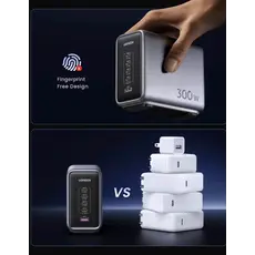 Mobile charger UGREEN CD333 (90903B) Nexode, 300W, Type-C, USB, 5-Port PD GaN Fast Charger, Grey, 4 image