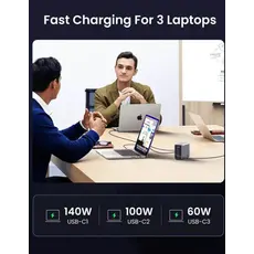 Mobile charger UGREEN CD333 (90903B) Nexode, 300W, Type-C, USB, 5-Port PD GaN Fast Charger, Grey, 7 image