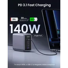 Mobile charger UGREEN CD333 (90903B) Nexode, 300W, Type-C, USB, 5-Port PD GaN Fast Charger, Grey, 9 image