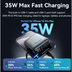 Portable charger Vention FHEH0 10,000mAh Mini Power Bank 35W Grey, 3 image