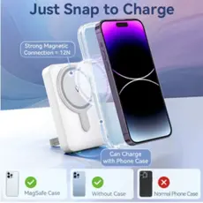 Portable Charger Vention FHTW0 10,000mAh Magnetic Wireless Power Bank 22.5W With LED Display White, 7 image