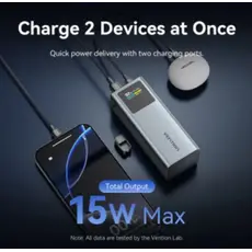 Portable charger Vention FKCH0 20,000mAh Power Bank 100W Gray, 2 image