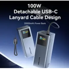 Portable charger Vention FKCH0 20,000mAh Power Bank 100W Gray, 8 image