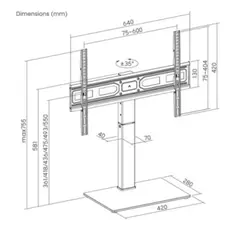 Gembird TVS-D75S-01 Tabletop TV Stand 37"-75" Black, 6 image
