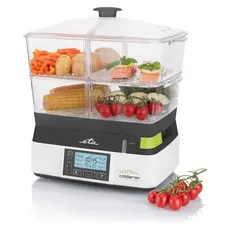 Food Steamer ETA Calderon II 113490010, 1800W, 11 L, 2 Containers, 6 Programs, LCD, Grey/White, 2 image