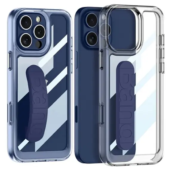 TVC GKK For iPhone 16 Pro Max Crystal Clear Case Anti-Drop TPU+PC Phone Cover with Silicone Hand Strap - Blue