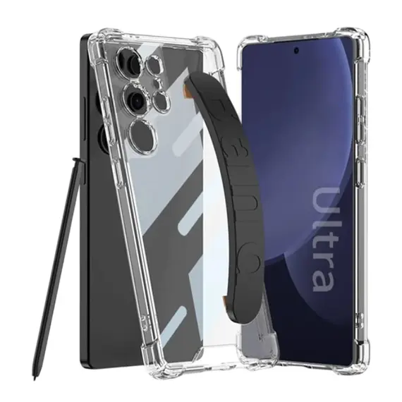 Mobile Case TVC GKK 10873 For Samsung S25 Ultra Case Airbag Shockproof Phone Cover with Wrist Strap - Black