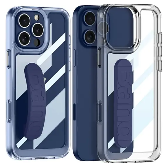 TVC GKK For iPhone 16 Pro Crystal Clear Case Anti-Drop TPU+PC Phone Cover with Silicone Hand Strap - Blue